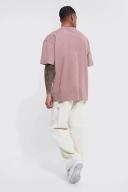 Mens Mauve Oversized Extended Neck Heavy T-Shirt