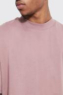 Mens Mauve Oversized Extended Neck Heavy T-Shirt
