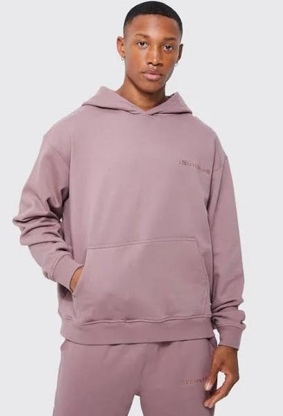 Mens Mauve Oversized Limited Premium Boxy Hoodie