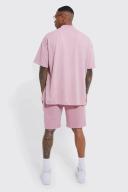 Mens Mauve Oversized Limited Premium Short Set