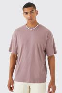 Mens Mauve Oversized Ribbed T-Shirt