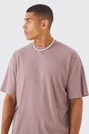 Mens Mauve Oversized Ribbed T-Shirt