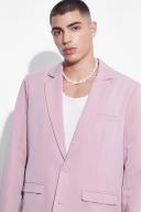 Mens Mauve Oversized Single Breasted Suit Jacket
