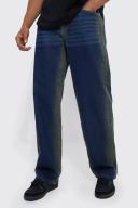 Mens Mid Blue Baggy Fit Washed Panel Jeans