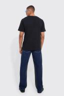 Mens Mid Blue Baggy Fit Washed Panel Jeans
