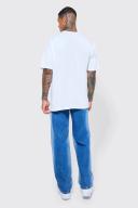 Mens Mid Blue Baggy Rigid Bleached Jean