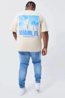 Mens Mid Blue Plus Skinny Stretch All Over Ripped Jeans