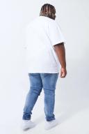Mens Mid Blue Plus Skinny Zip Detail Ripped Stacked Jeans