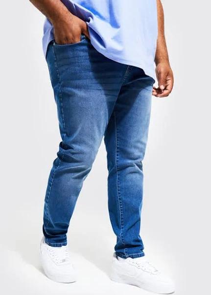 Mens Mid Blue Plus Stretch Skinny Fit Jean