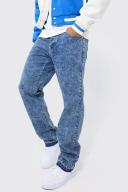 Mens Mid Blue Relaxed Fit Acid Wash Jeans
