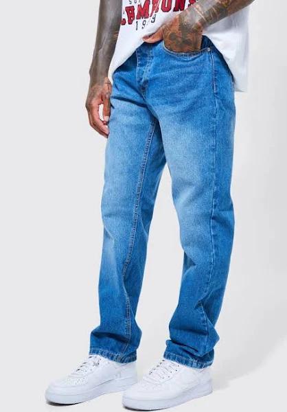 Mens Mid Blue Relaxed Fit Jeans