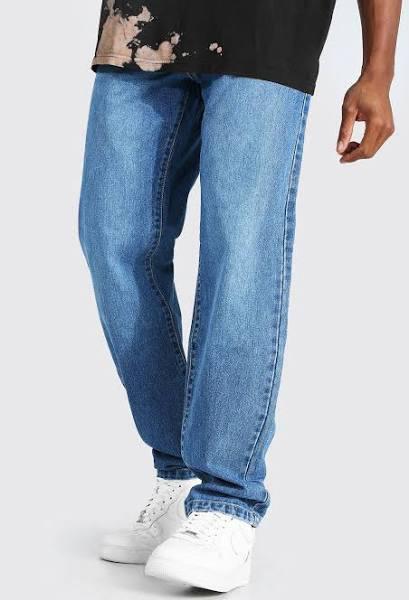 Mens Mid Blue Relaxed Fit Rigid Jeans
