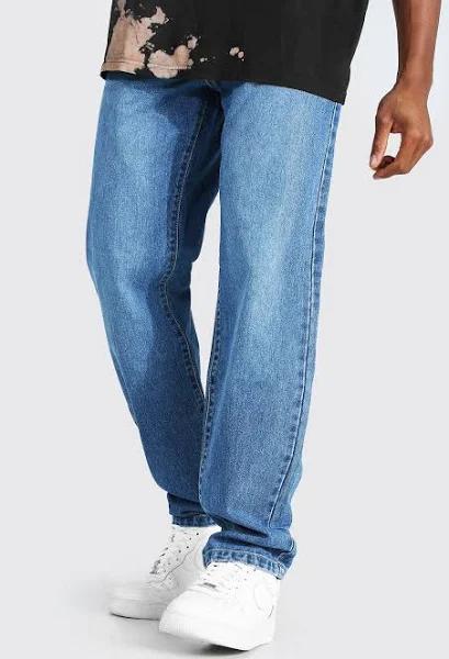 Mens Mid Blue Relaxed Fit Rigid Jeans