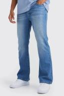 Mens Mid Blue Relaxed Rigid Flare Jean