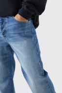 Mens Mid Blue Relaxed Rigid Jean