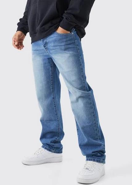 Mens Mid Blue Relaxed Rigid Jean