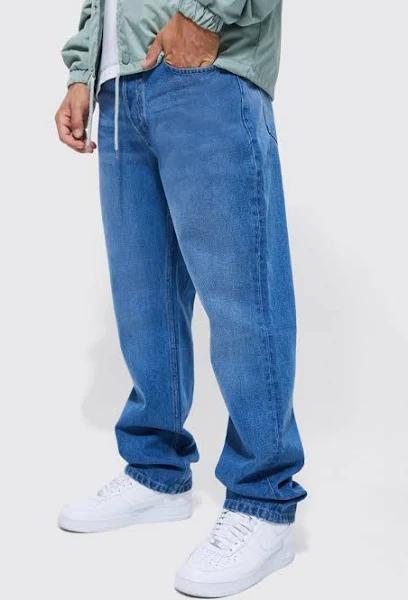 Mens Mid Blue Relaxed Rigid Jean