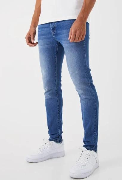 Mens Mid Blue Skinny Stretch Jean