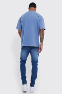 Mens Mid Blue Skinny Stretch Jeans