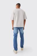 Mens Mid Blue Straight Rigid Jean