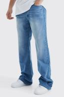 Mens Mid Blue Tall Relaxed Rigid Flare Jean