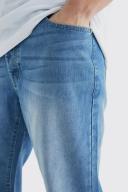 Mens Mid Blue Tall Relaxed Rigid Flare Jean