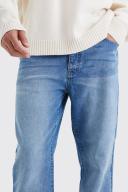 Mens Mid Blue Tall Relaxed Rigid Jean