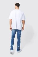 Mens Mid Blue Tall Skinny Stretch Zip Detail Jeans