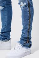 Mens Mid Blue Tall Skinny Stretch Zip Detail Jeans