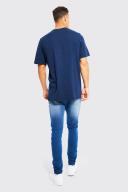 Mens Mid Blue Tall Stretch Skinny Fit Jean