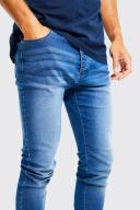 Mens Mid Blue Tall Stretch Skinny Fit Jean