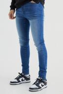 Mens Mid Blue Tall Super Skinny Stretch Jean
