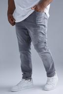 Mens Mid Grey Plus Stretch Skinny Fit Biker Jean