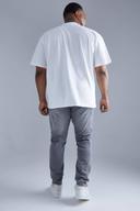 Mens Mid Grey Plus Stretch Skinny Fit Biker Jean