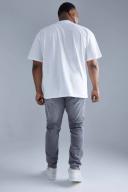 Mens Mid Grey Plus Stretch Skinny Fit Biker Jean