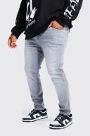 Mens Mid Grey Plus Stretch Skinny Fit Jean