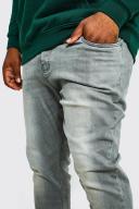 Mens Mid Grey Plus Stretch Skinny Fit Jeans