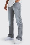 Mens Mid Grey Relaxed Rigid Flare Jean