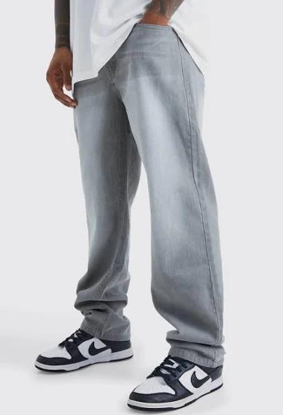 Mens Mid Grey Relaxed Rigid Jean