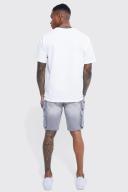 Mens Mid Grey Skinny Stretch Cargo Denim Shorts