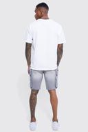 Mens Mid Grey Skinny Stretch Cargo Denim Shorts