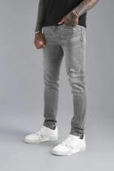 Mens Mid Grey Skinny Stretch Distressed Jeans