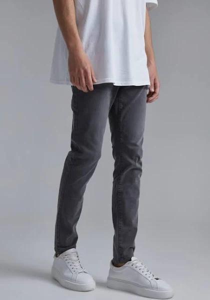 Mens Mid Grey Skinny Stretch Jean