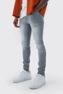 Mens Mid Grey Skinny Stretch Jean