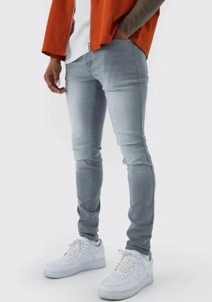 Mens Mid Grey Skinny Stretch Jean