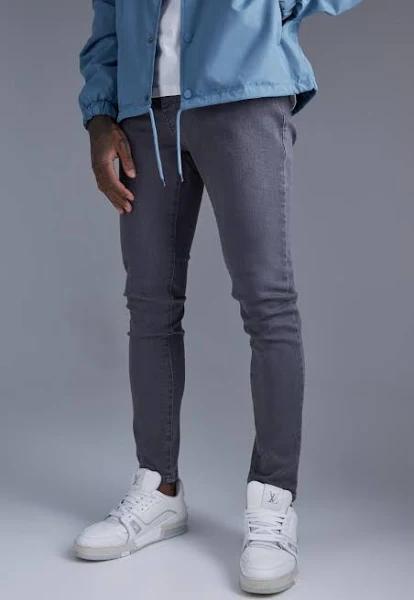 Mens Mid Grey Skinny Stretch Jean