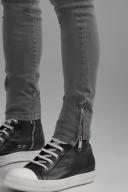 Mens Mid Grey Skinny Stretch Jeans With Zips