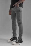 Mens Mid Grey Skinny Stretch Jeans With Zips