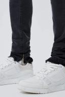 Mens Mid Grey Skinny Stretch Stacked Jeans With Knee rips