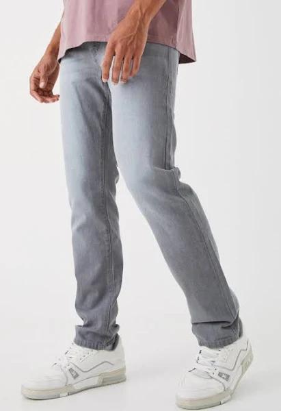 Mens Mid Grey Straight Rigid Jean
